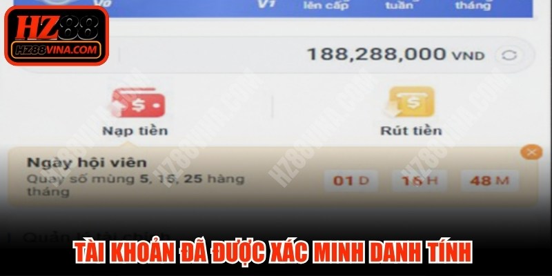 Tài khoản đã được xác minh danh tính mới đủ điều kiện rút tiền